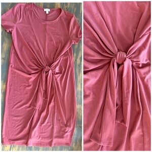 Charming Charlie Short Sleeve Knot Dress Tie Front Salmon Pink M